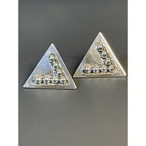 Taxco 925 Sterling Silver Geometric Triangle Pierced Earrings 10.9g